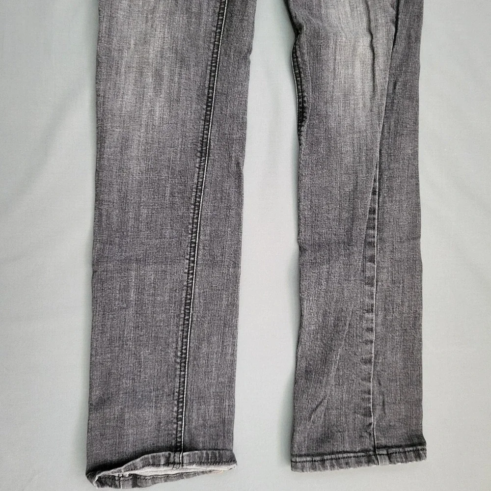 White House Black Market Blanc Slim Leg Gray Studded Jeans Womens 2R Embroidered
